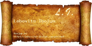 Lebovits Ibolya névjegykártya